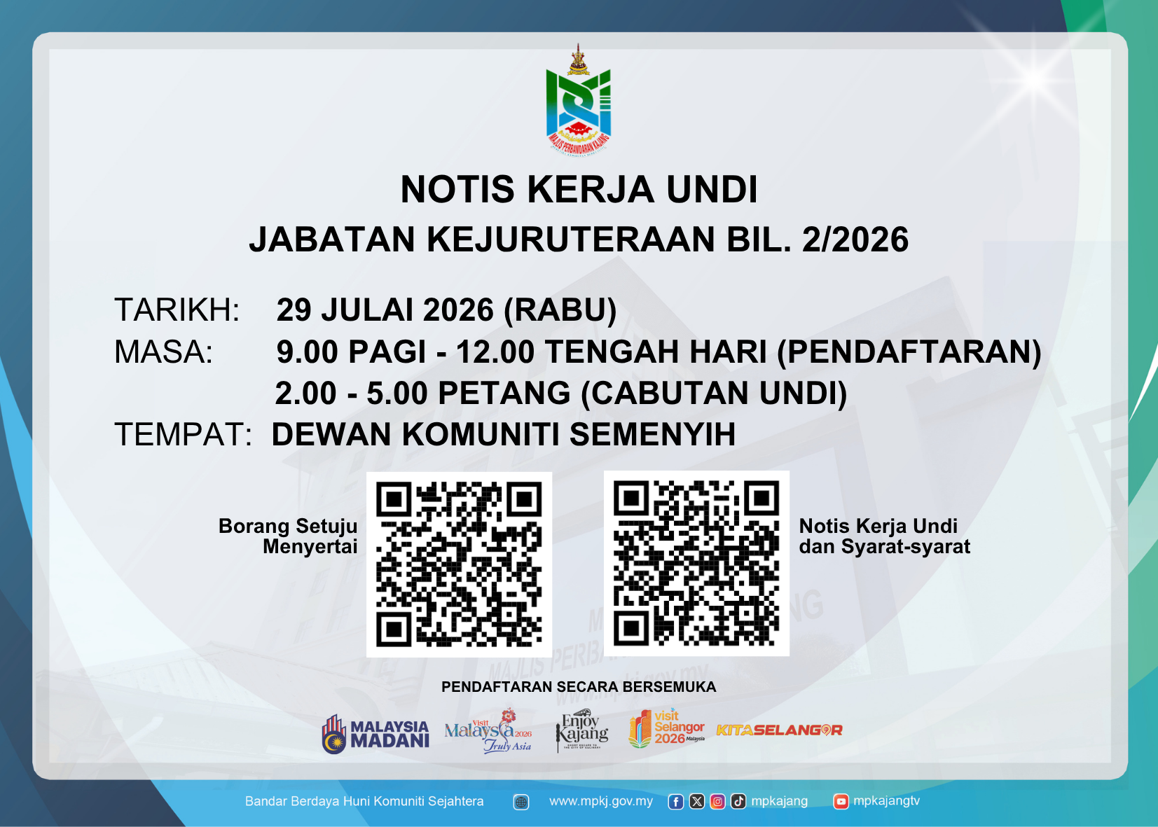 NOTIS KERJA UNDI JABATAN KEJURUTERAAN BIL. 2 TAHUN 2026