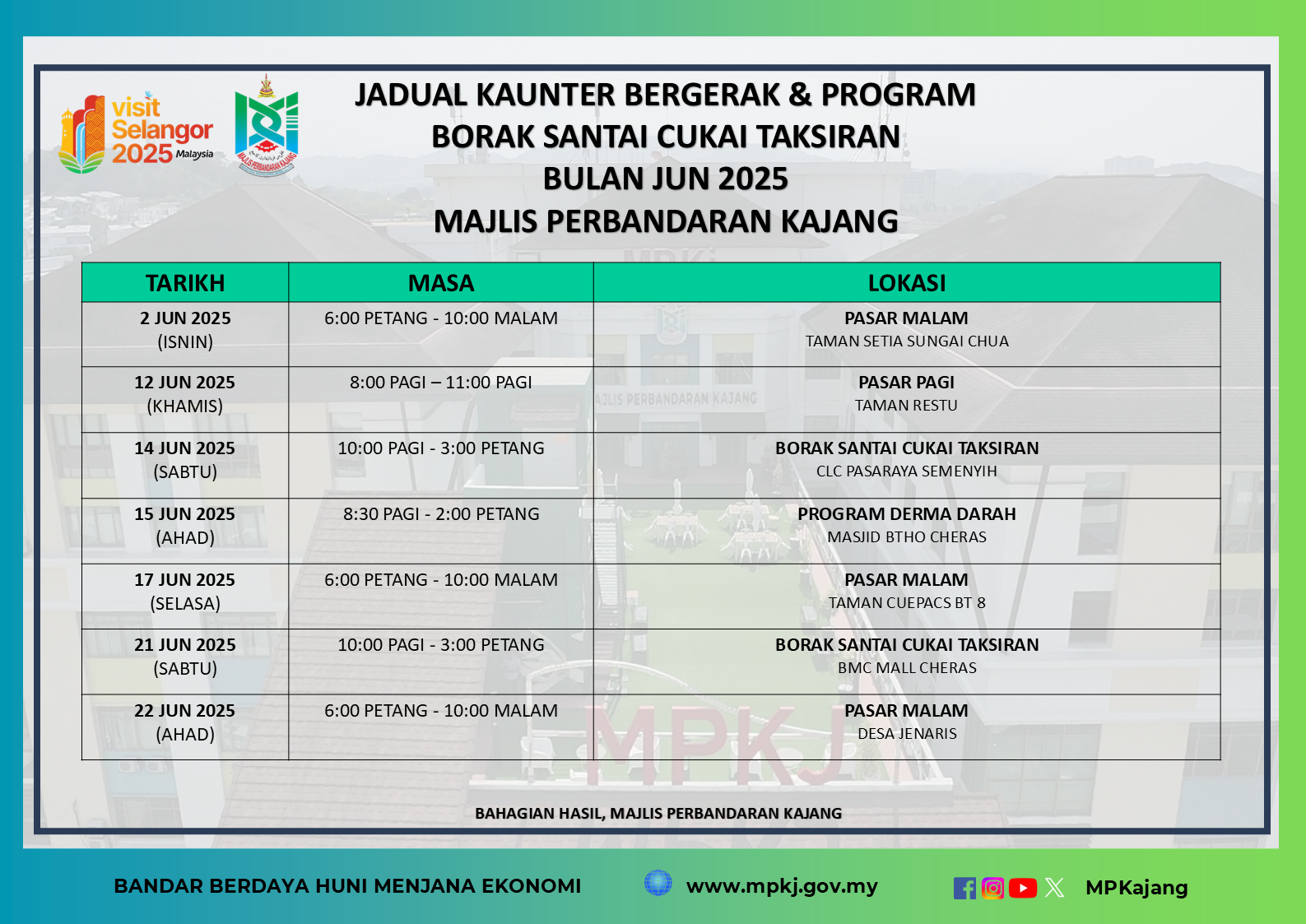 JADUAL BORAK SANTAI JUN 2025