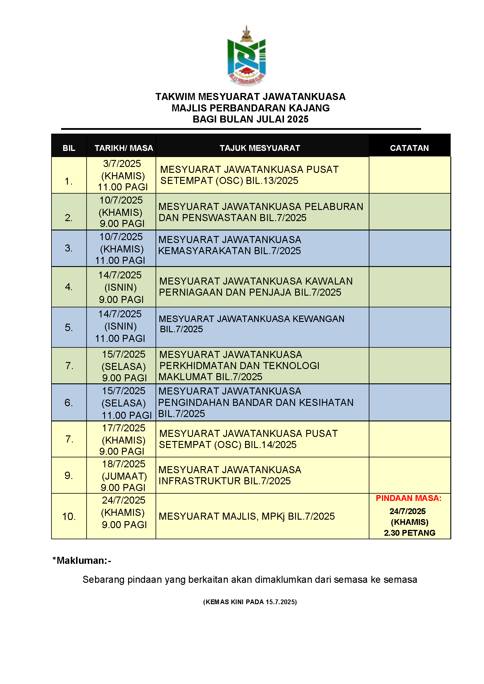 JULAI Kemas kini pada 15.7.2025