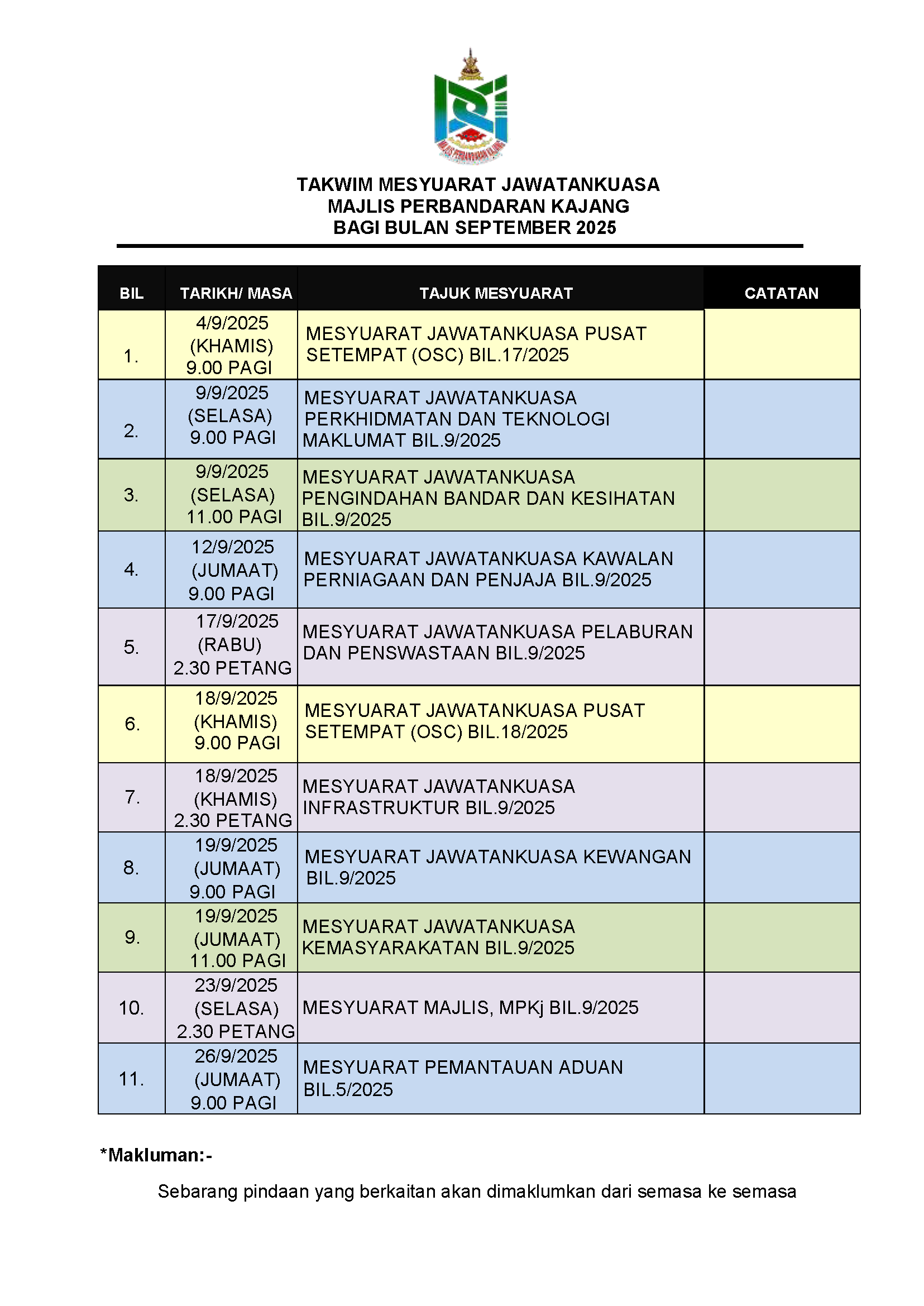 TAKWIM SEPTEMBER 2025